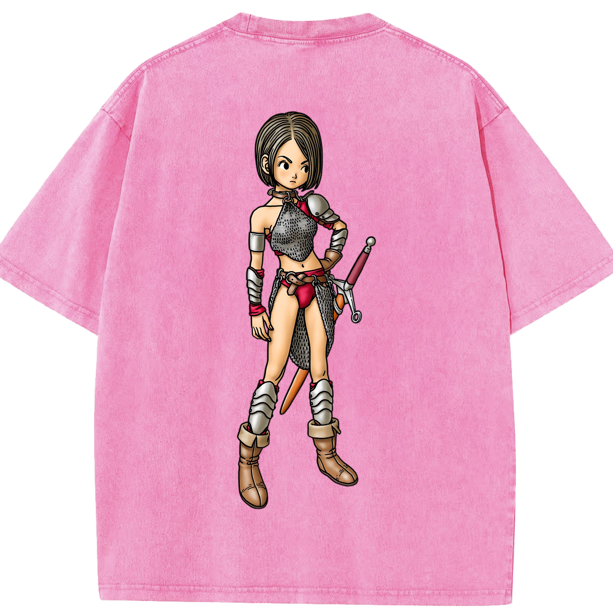 （画像用） ドラゴンクエスト Doragon Kuesuto Dragon Quest 綿100% ヴィンテージ風 半袖Tシャツ（背面プリント）